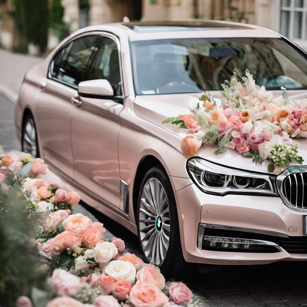 Guirlandes de fleurs - decoration voiture mariage