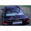 Decoration voiture de mariés roses violette
