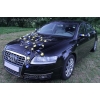 Décoration voiture mariage marguerites jaune-bleu