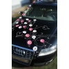 Rose et blanc gerberas décoration voiture mariage