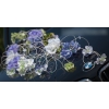 Décoration rotin pour mariage fleurs bleu violet