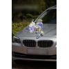 Décoration de Voiture Mariage Fleurs Violet en Bleu Rotin