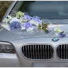 Décoration de Voiture Mariage Fleurs Violet en Bleu Rotin