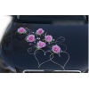 Deco 6 roses 2 coeurs voiture mariage