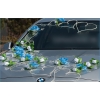 Roses bleu décoration pour voiture de mariage bleu blanc