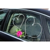 Décoration voiture balai - Coeur en rotin et roses rose