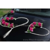 Décoration voiture balai - Coeur en rotin et roses rose