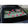 Décoration voiture balai - Coeur en rotin et roses rose