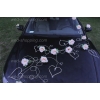 Decoration voiture de mariés roses pêche et le coeur