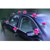 Deco de voiture de mariage Bourgogne roses et le coeur