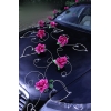 Deco de voiture de mariage Bourgogne roses et le coeur