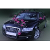 Deco de voiture de mariage Bourgogne roses et le coeur