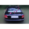 Deco de voiture de mariage Bourgogne roses et le coeur