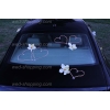 Coeurs roses orchidées blanches voiture mariage