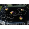 Roses violet-jaune-bordeaux Décoration voiture de mariage