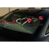 Décoration de voiture mariage orchidées rose foncé et le cœur