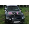 Décoration voiture balai - Coeur en rotin et roses rose