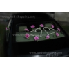 Décoration voiture balai - Coeur en rotin et roses rose