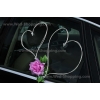 Décoration voiture balai - Coeur en rotin et roses rose