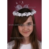 Couronne de communion ronde blanche ruban organza
