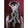 Couronne de communion ronde blanche ruban organza
