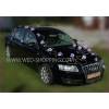 Decoration voiture de mariage violet clair roses