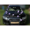 Decoration voiture de mariage violet clair roses