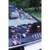 Décoration voiture mariage marguerites violett-bleu