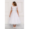 Robe de communion Tulle Satin et Dentelle manches courtes