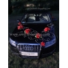 Décoration voiture balai mariage roses rouges