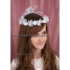 Couronne ronde blanche ruban organza pour fille