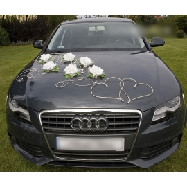 Decoration Voiture Mariage Décoration Voiture Mariage Organza Avec Roses - Blanc Pur/bleu Kit Décoration Voiture