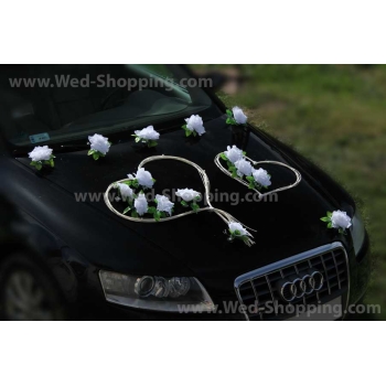 PartyDeco Lot De 2 Cœurs En Rotin Avec Ventouses Pour Décoration Voiture Mariage Ivoire