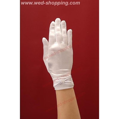 Gants courts avec ruban, blancs ou ivoire