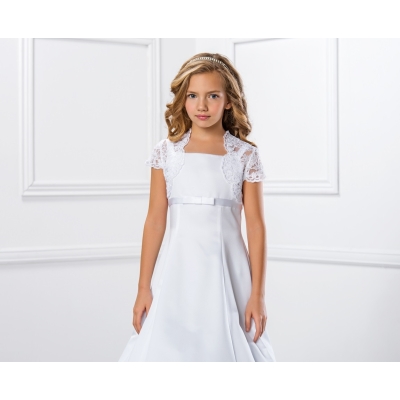 Boléro dentelle fille cérémonie blanc manches courtes