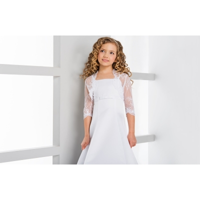 Boléro dentelle fille cérémonie enfant manches mi-longues