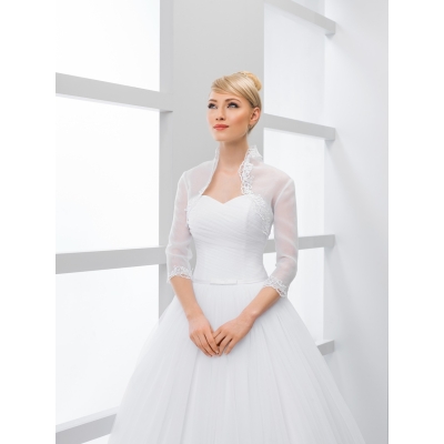 Boléro pour mariée en organza et dentelle machen 3/4