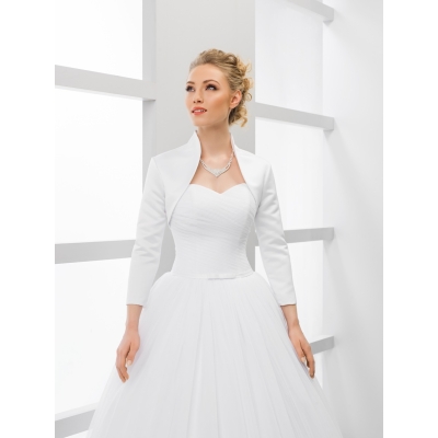 Boléro mariage satin manches longues 3/4