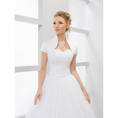 Boléro mariage satin manches courtes