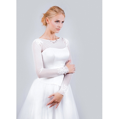 Stretch tulle bolero mariage manche longe