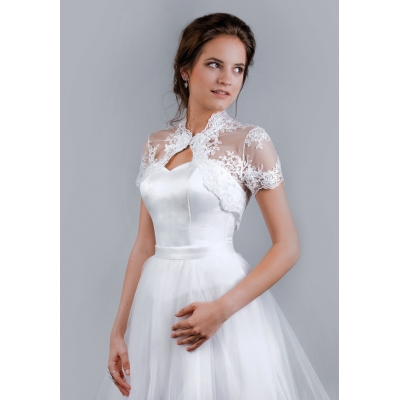 Bolero Mariage dentelle broderie Col