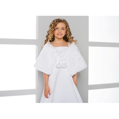 Cape fille pour communion fausse fourrure