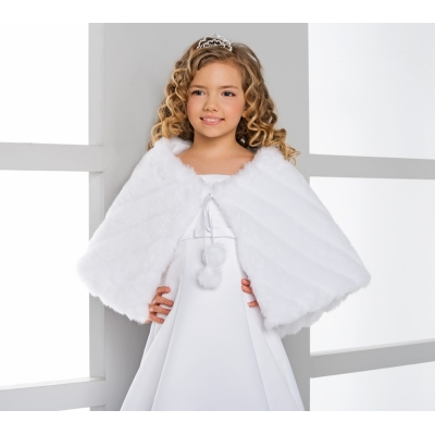 Cape fille pour Première communion fausse fourrure vison