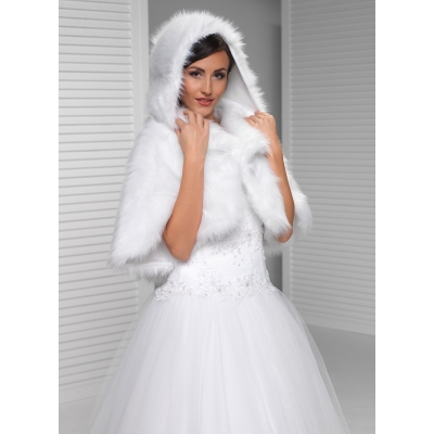 Cape mariage avec capuche fausse fourrure