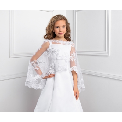 Cape dentelle Première communion fille poncho