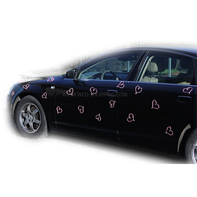 Coeurs roses pour voiture balai de mariage