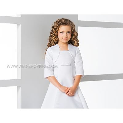 Boléro enfant en satin cortege mariage manches longues