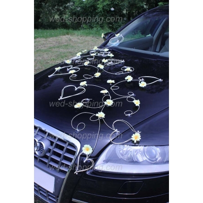 Décoration voiture marguerites jaunes