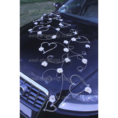 Décoration voiture marguerites blanches