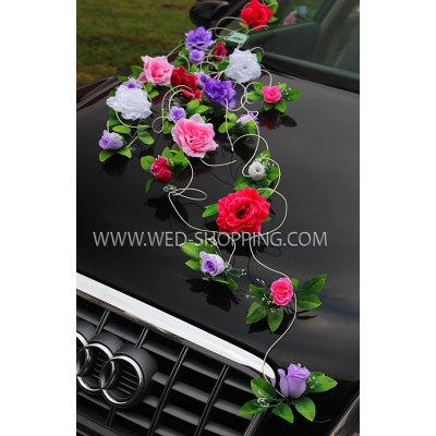 Decoration voiture mariage roses